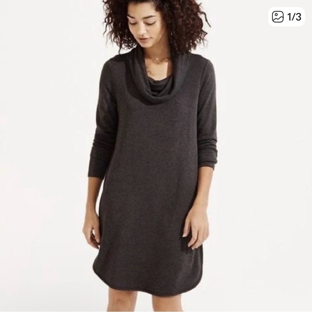 Lou & Grey Dark Gray Cowl Neck Sweater Dress S